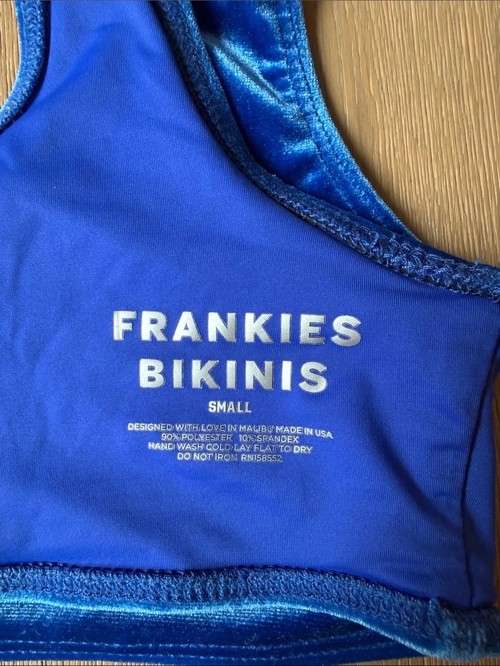 Frankie's Bikinis Velvet Bikini Top in Royal Blue